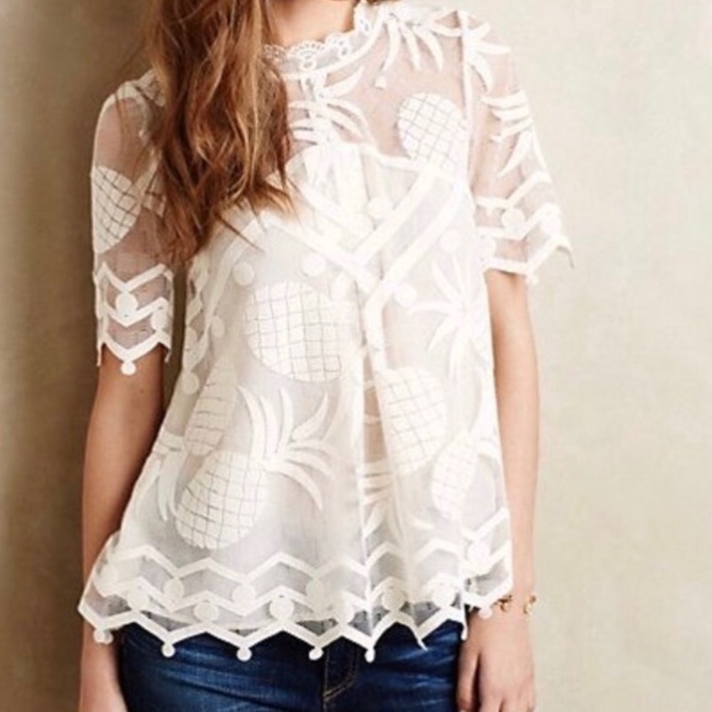 ✨HP✨Anthropologie Pina Pineapple Blouse